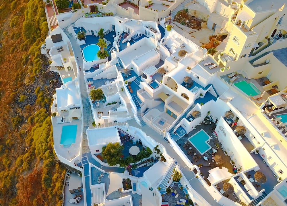 aerial view of santorini greece